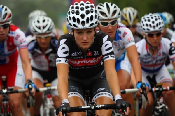 Preparing to break away? Lizzie Armitstead (Cervelo Test Team) at the front of the bunch