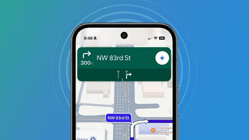 Google Maps on a phone on a blue background