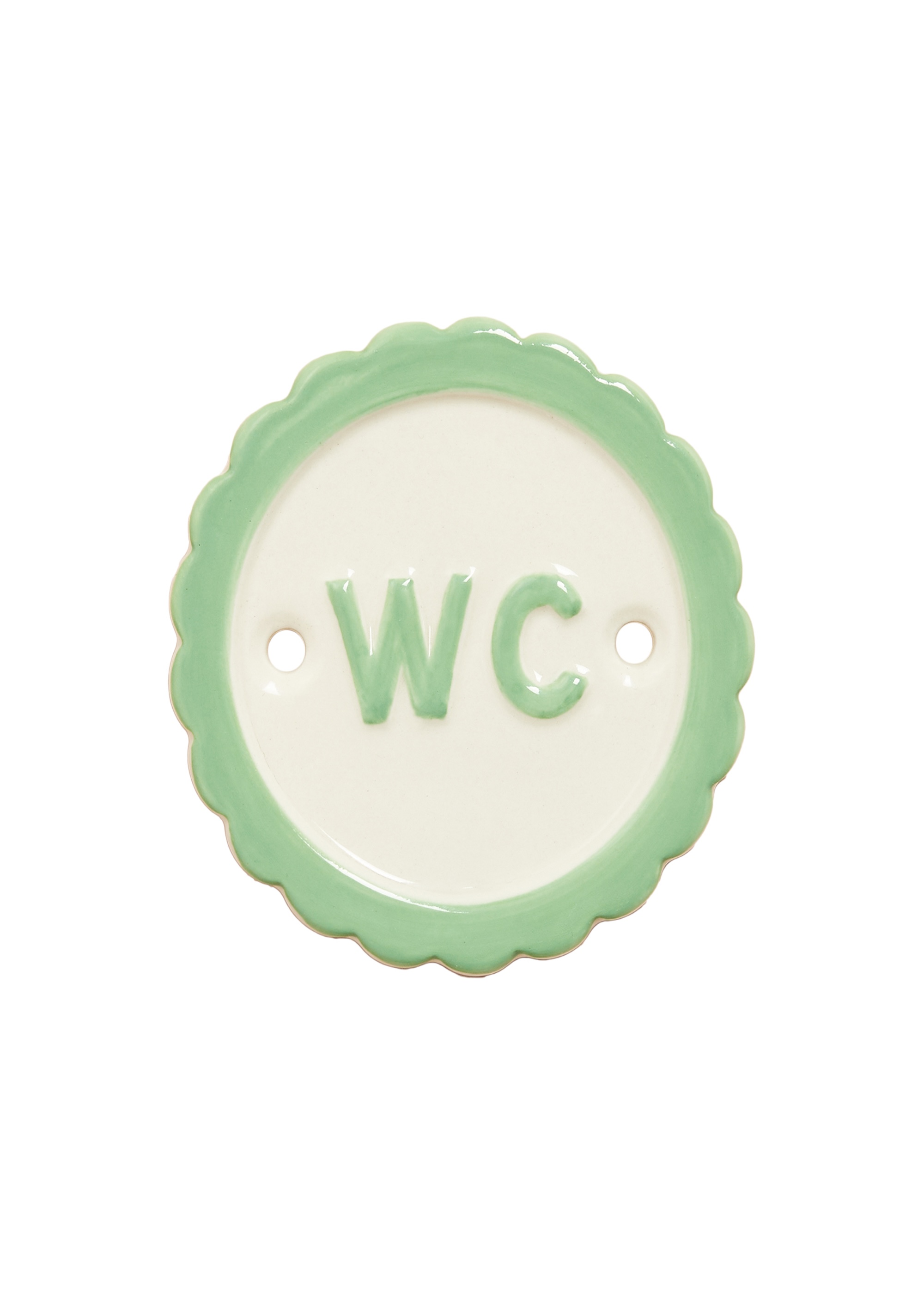 round green ceramic WC sign