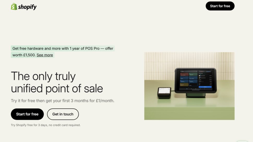 Website screenshot of Shopify POS (February, 2026)