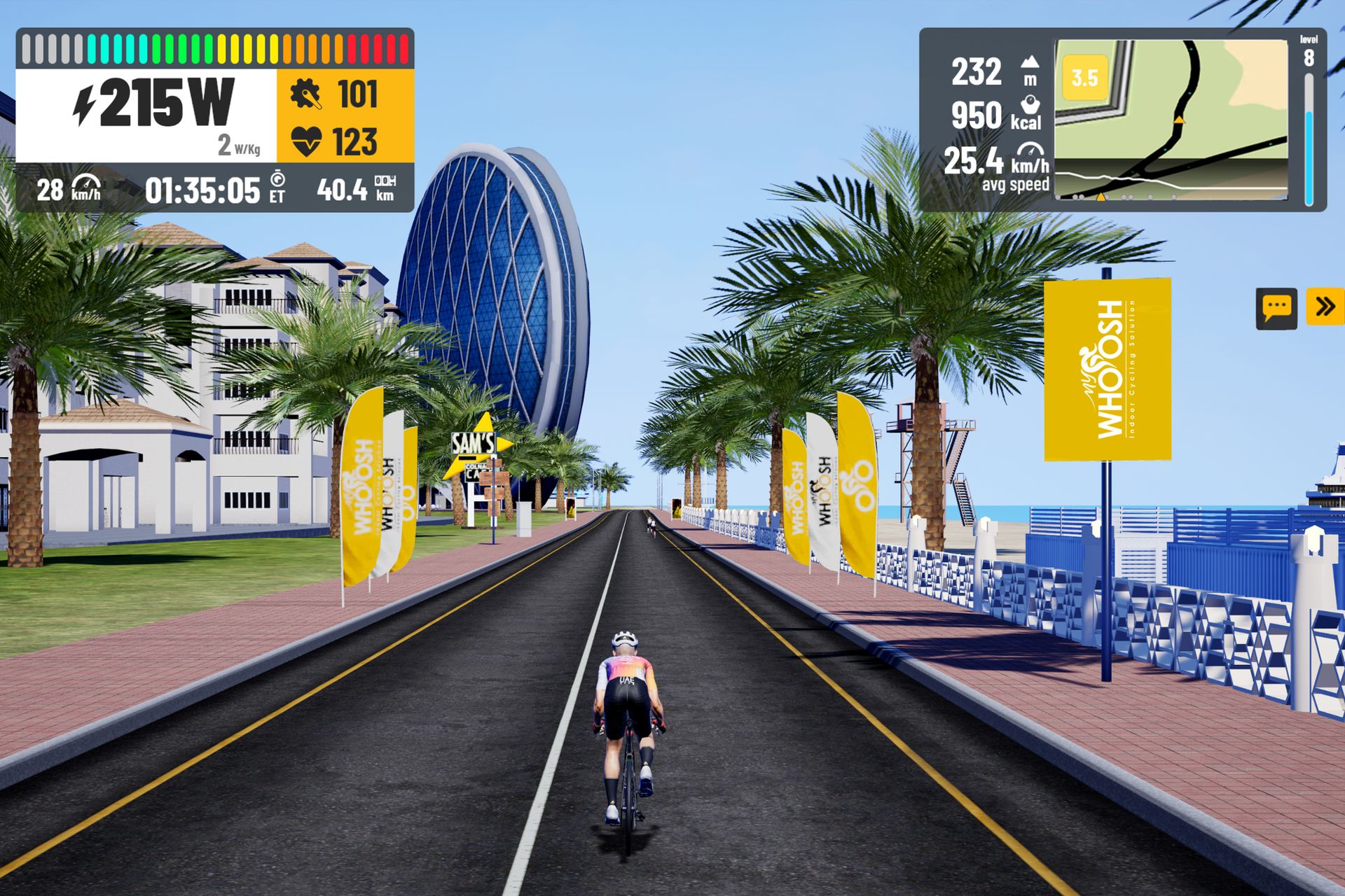 User's view of MyWhoosh which is one of the best indoor training platforms
