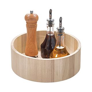 Idesign Renewable Paulownia Wood Collection Tall Turntable Organizer, 10.5