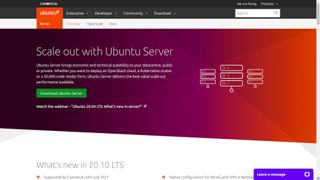 Screenshot der Ubuntu Server Website