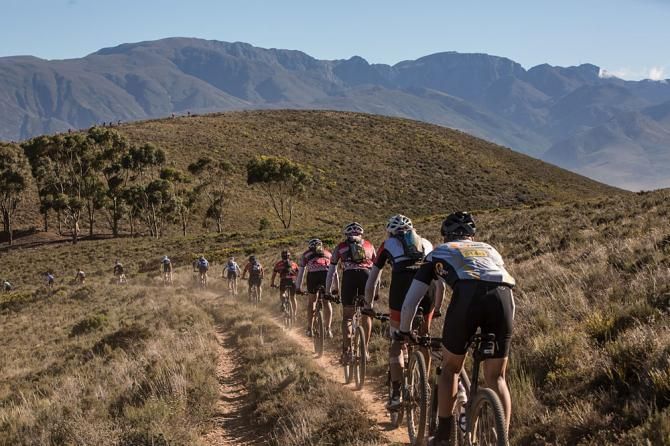 Riders make their way over the mountains just outside Greyton