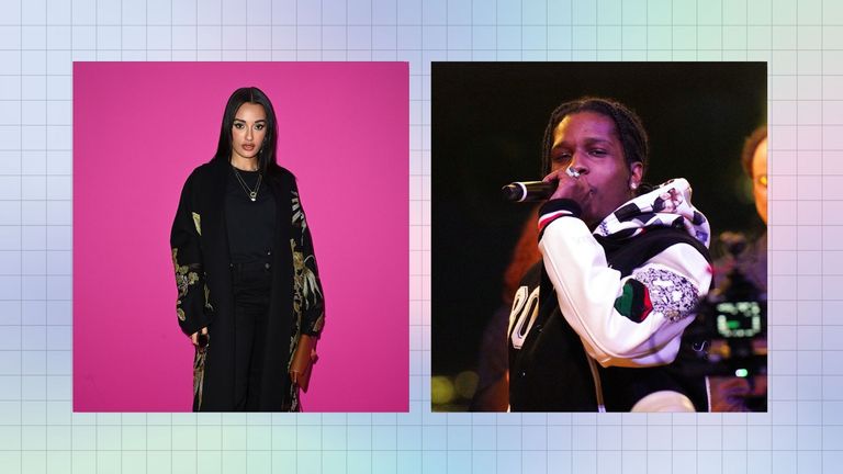 Amina Muaddi and ASAP Rocky side by side