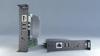 Two different views of the MPi4 NEC MediaPlayer card