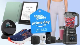 Compilation of products including Ninja blender, Blink cameras, Amazon Echo Spot, Adidas leggings and more