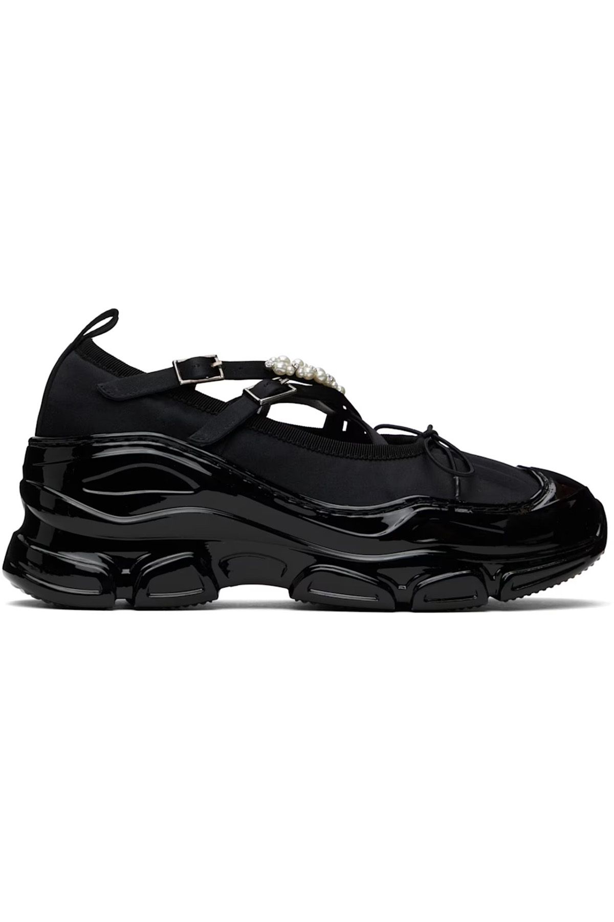 Black Beaded Tracker Ballerina Sneakers