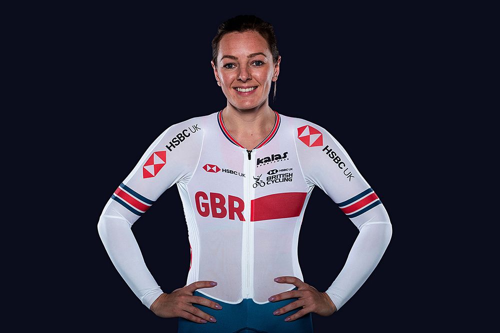 Katy Marchant models the new British Cycling team kit