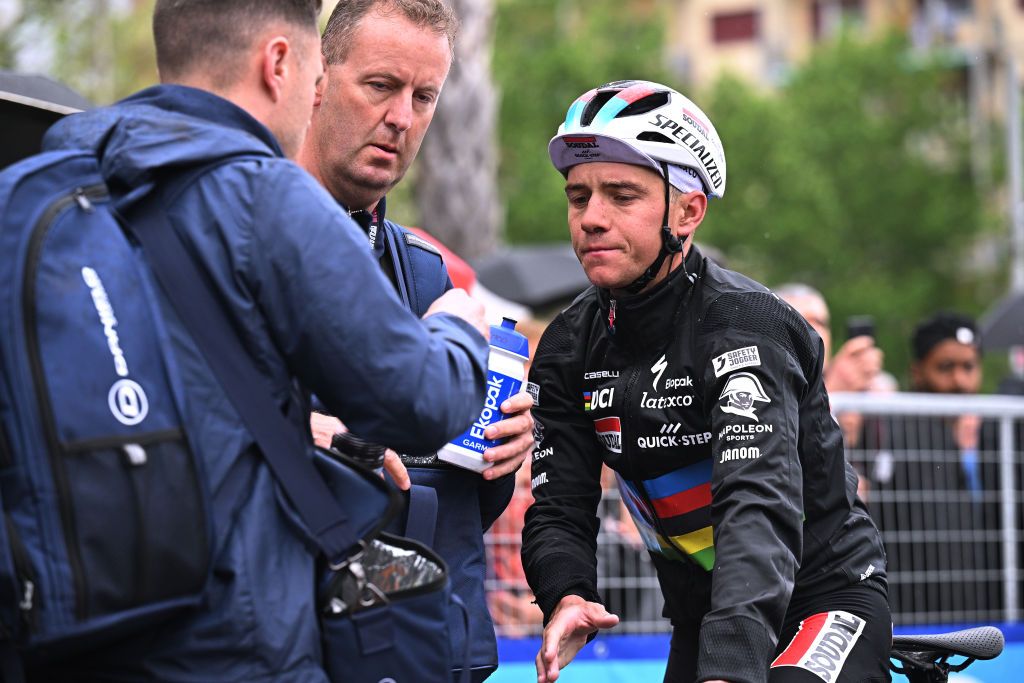 Remco Evenepoel endured a tough day on the road to Salerno