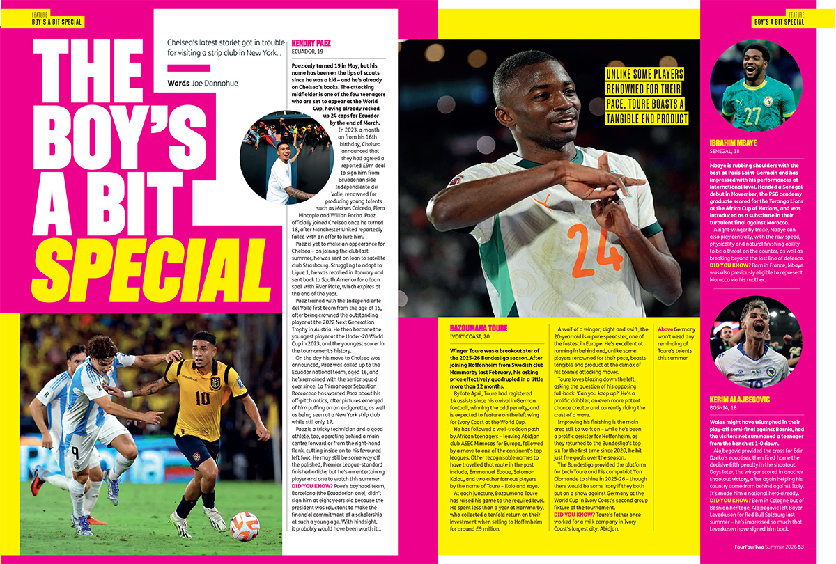 Pages from the July 2026 issue of FourFourTwo magazine