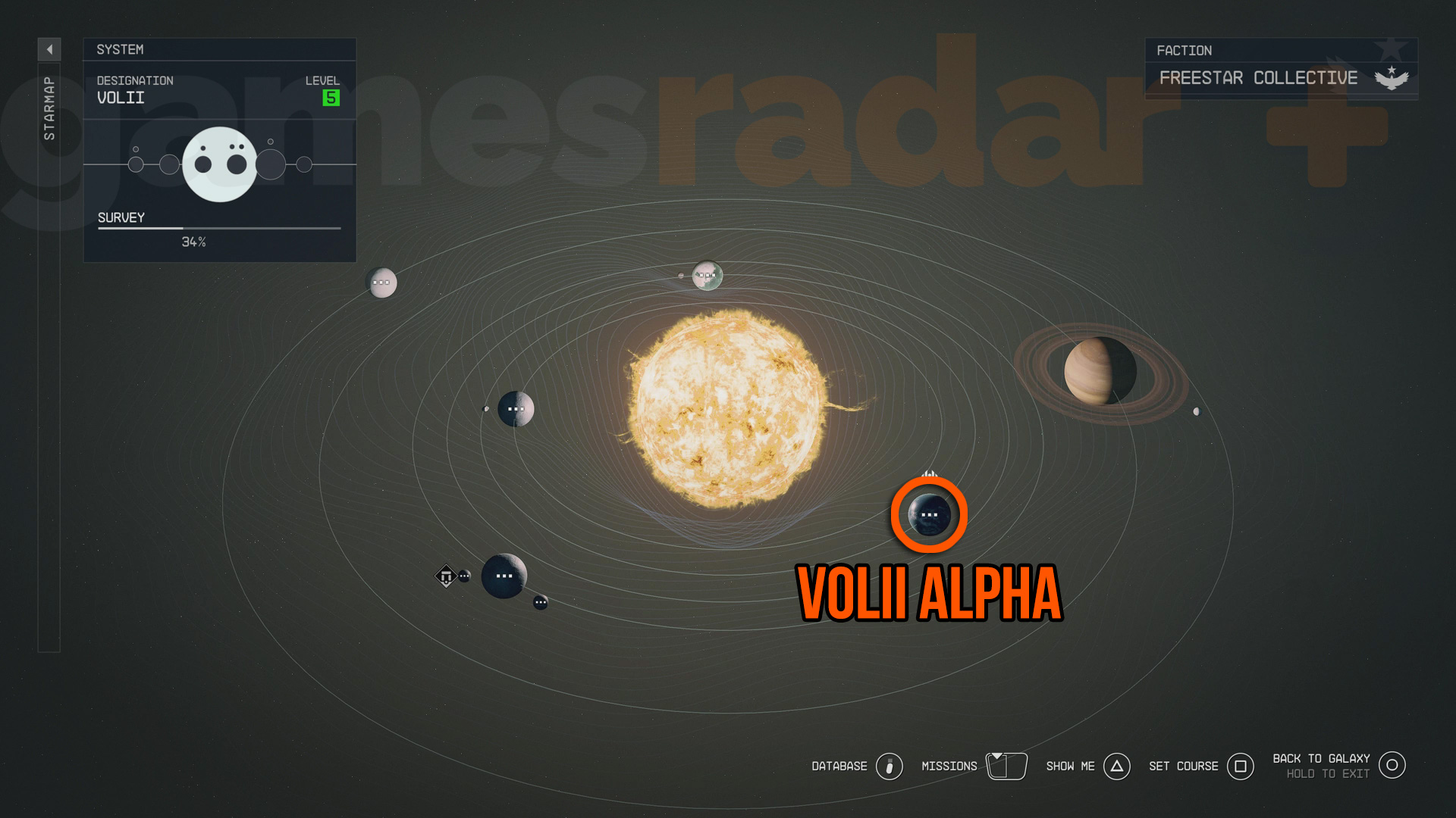 Starfield Neon location on the Starmap