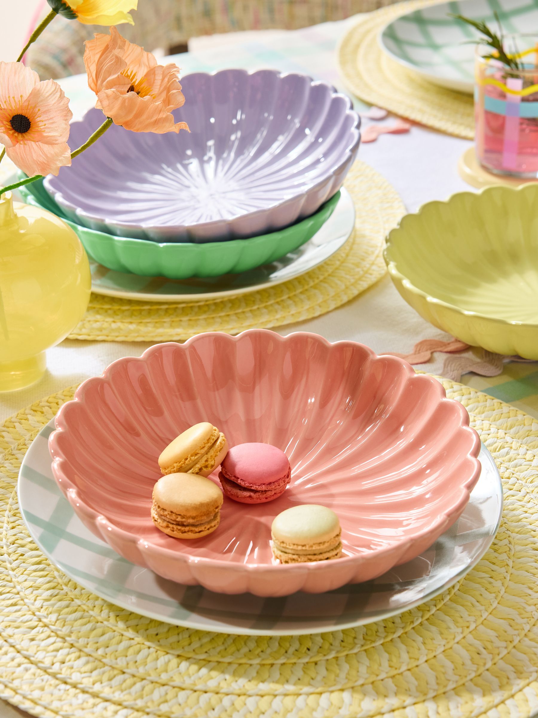 Set of 4 Pastel Flower Pasta Bowls