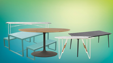 A collage of outdoor dining tables