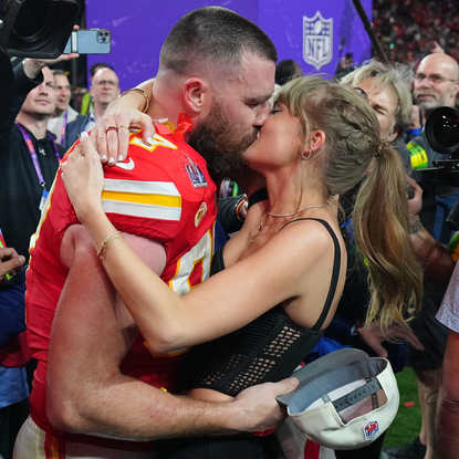 Taylor Swift and Travis Kelce at the Super Bowl