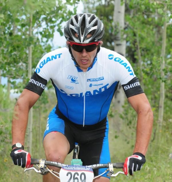 Defending champion Adam Craig (Giant) was second at the top of the mountain.