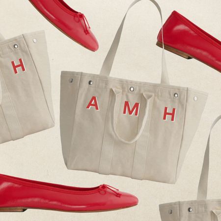 Alex Mill tote bag and ballet flats.