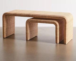 urban outfitters modern rattan nesting coffee tables