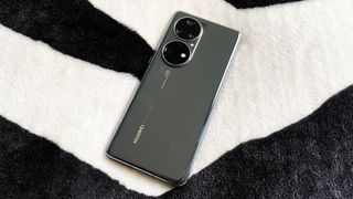 Huawei P50 Pro review: phone lying face down on a blanket