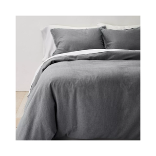 Heavyweight grey linen blend bedding set