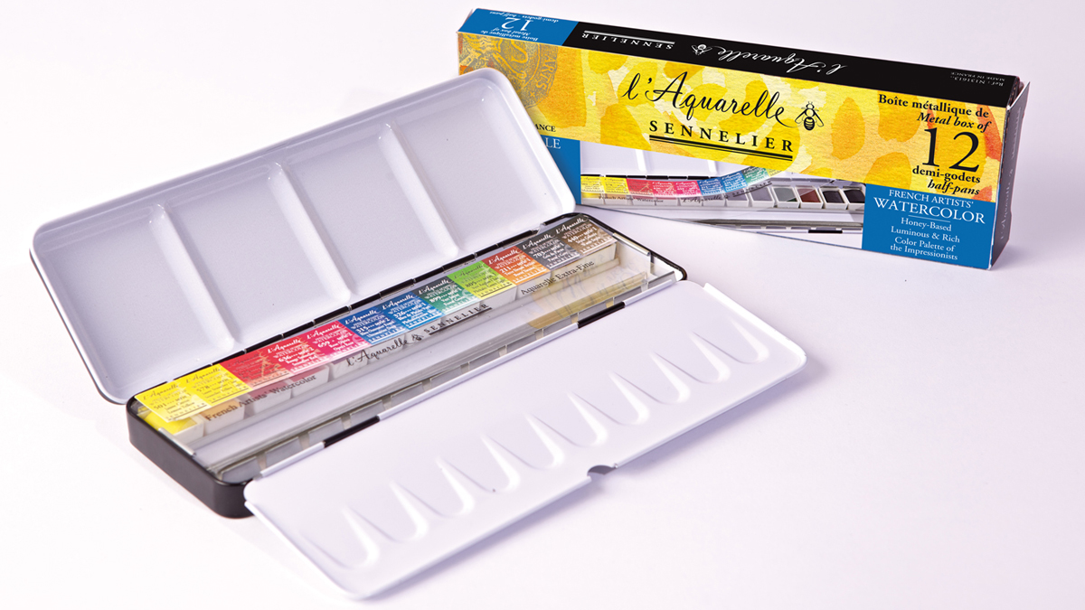 A set of Sennelier watercolour paint pans