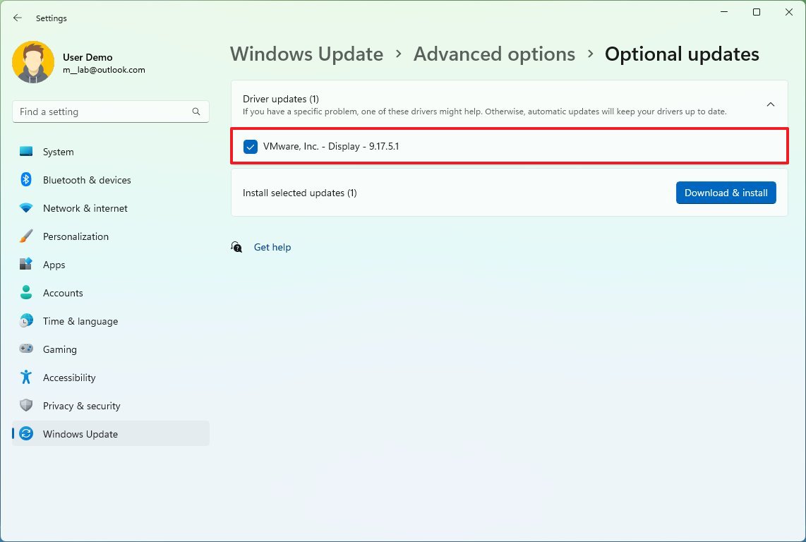 Windows Update インストールドライバー