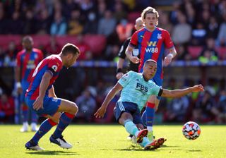 Leicester City’s Youri Tielemans (right) shoots towards goal during the Premier League match at Selhurst Park, London. Picture date: Sunday October 3, 2021