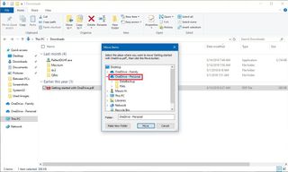 Choose folder location OneDrive file move