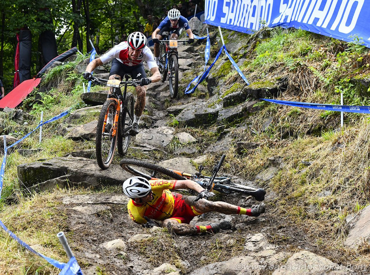 Jofre Cullell Estape (Spain) goes down hard at the bottom of Beatrice