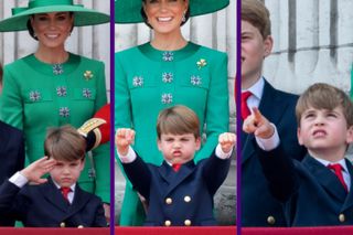 Prince Louis Trooping the Colour salute, fighter jet pose and pointing