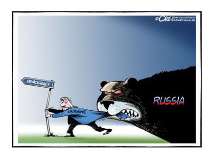 Political cartoon Russia democracy Ukraine