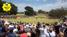 A view from the crowd of Rory McIlroy putting at the Australian Open