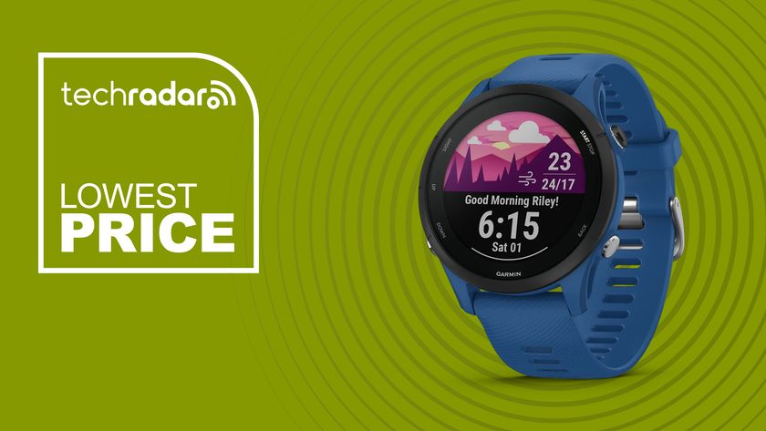 Garmin forerunner on a pink background with the text &quot;lowest price&quot;