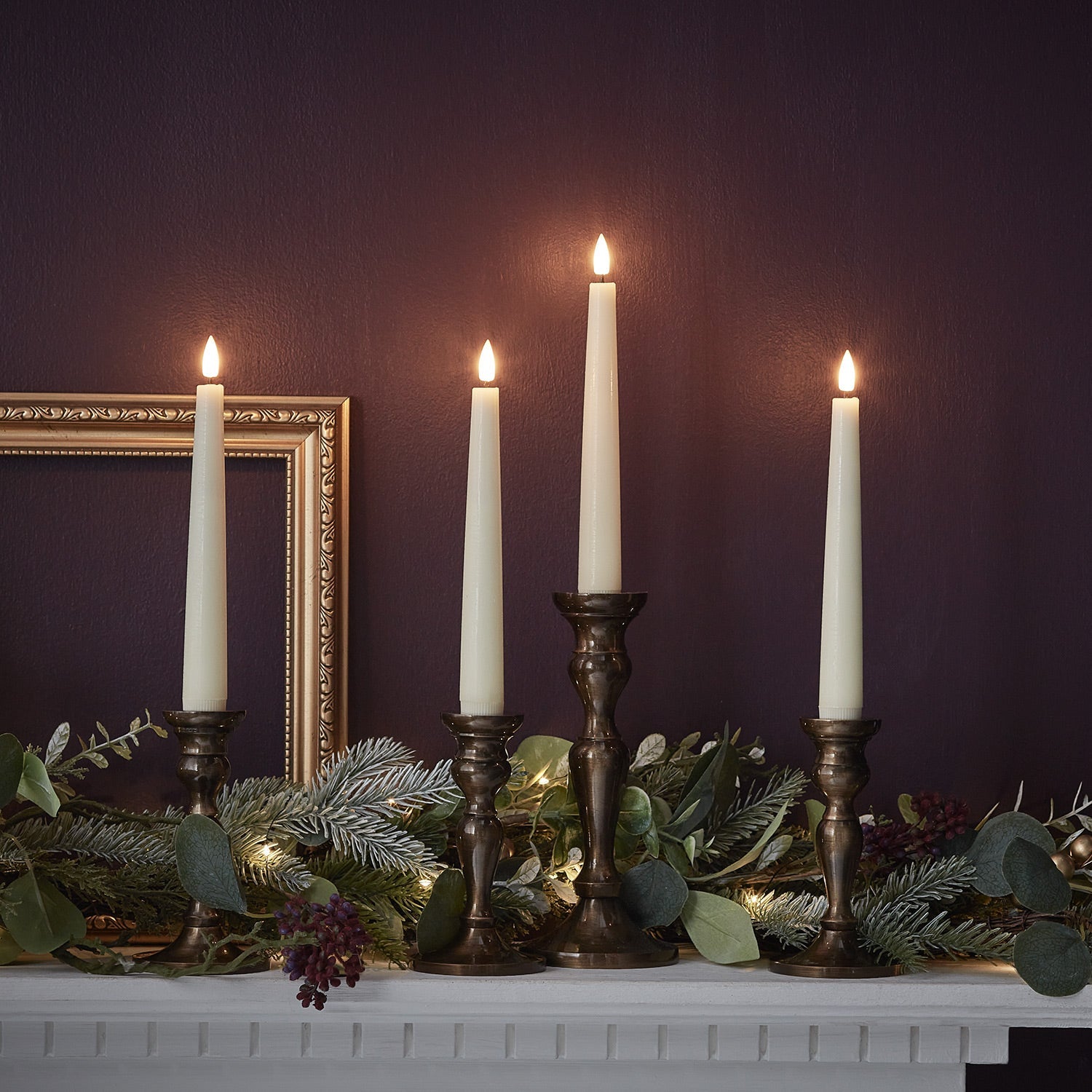 4 Ivory Truglow&amp;reg; Remote Control Short Led Taper Candles