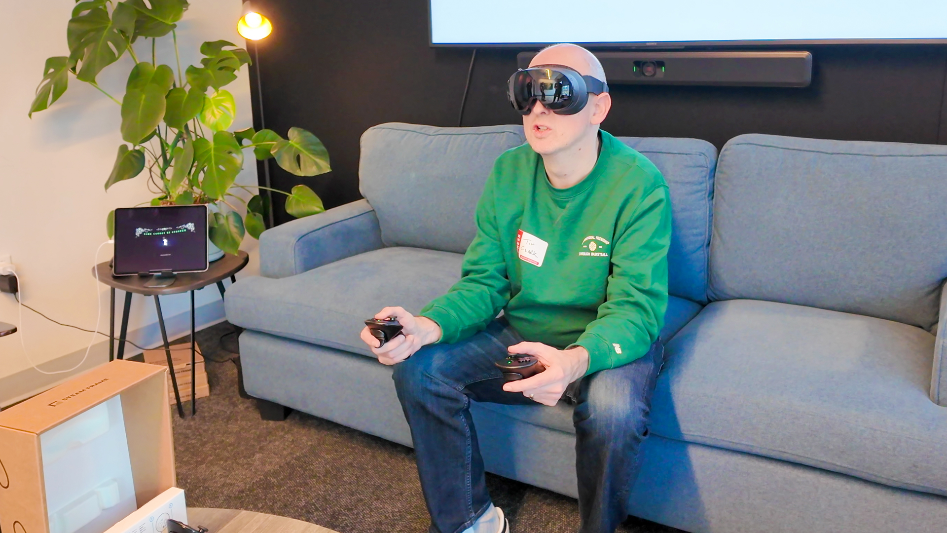 Hands-on with Valve&#039;s new VR headset, the Steam Frame, during an interview at Valve HQ in Bellevue, Washington.