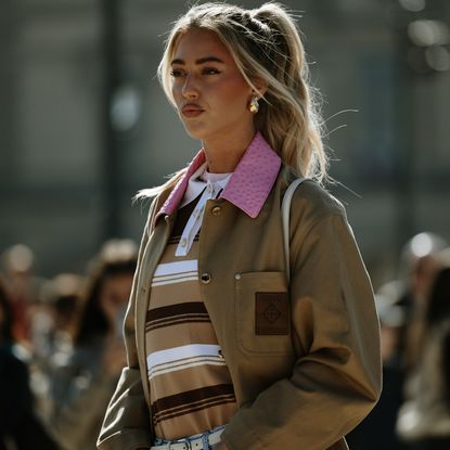 woman wearing rugby shirt