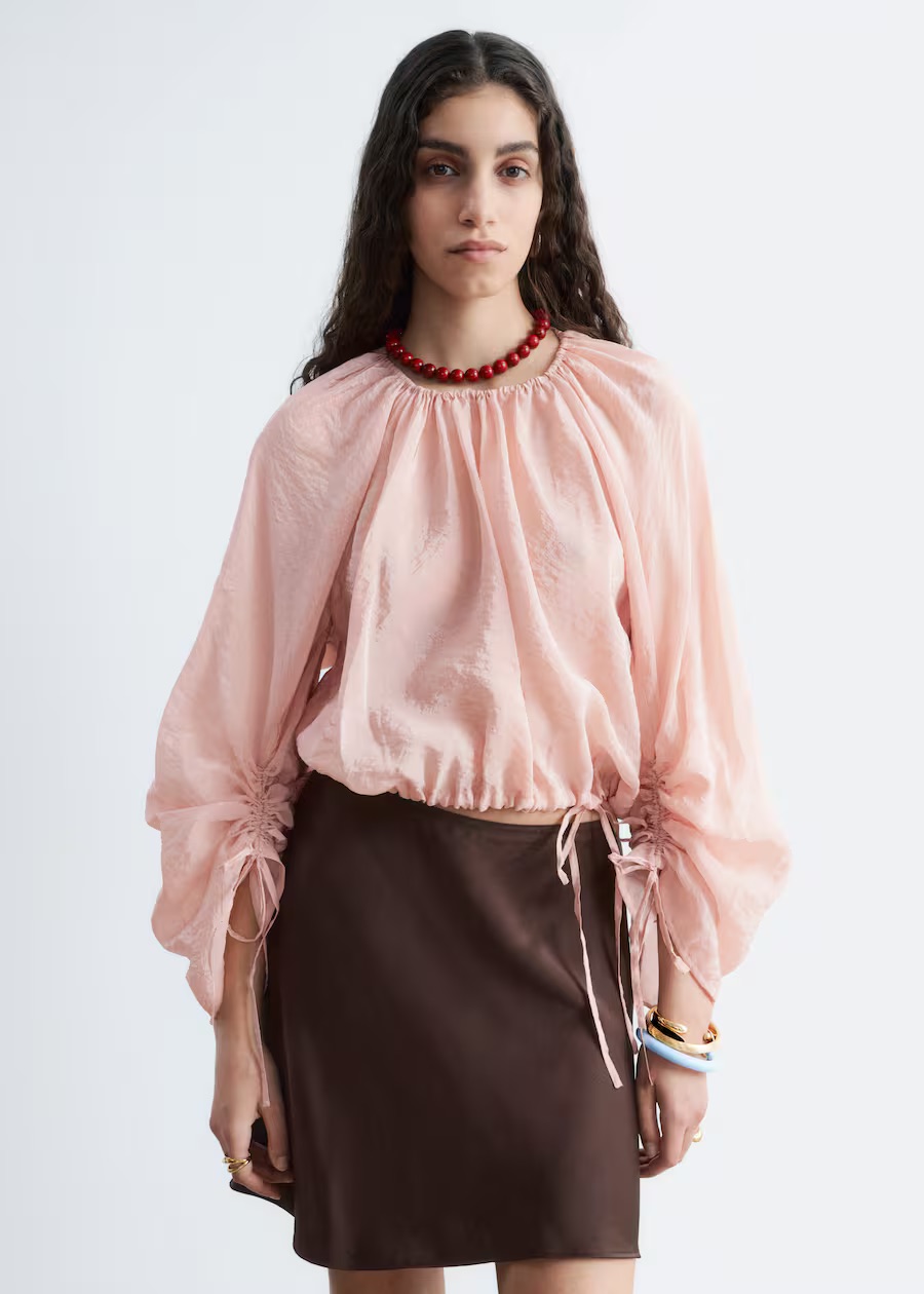 &amp;amp; Other Stories, Voluminous Tie-Detail Blouse - Rose Beige
