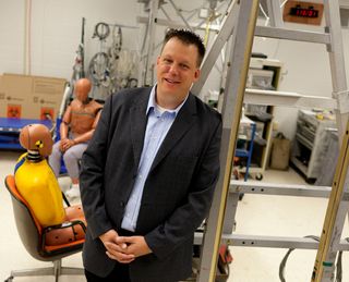 The Ohio State University College of Medicine researcher John Bolte in his research laboratory. Bolte and his team discovered that not all car seats fit all cars.
