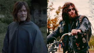 From left to right: Norman Reedus as Daryl Dixon in The Walking Dead: Daryl Dixon and Norman Reedus as Funny Sonny in The Bikeriders.