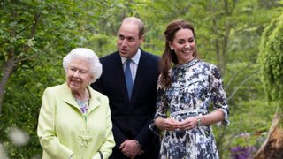 Queen Elizabeth II is shwon around 'Back to Nature' by Prince William and Catherine, Duchess of Cambridge at the RHS Chelsea Flower Show 2019