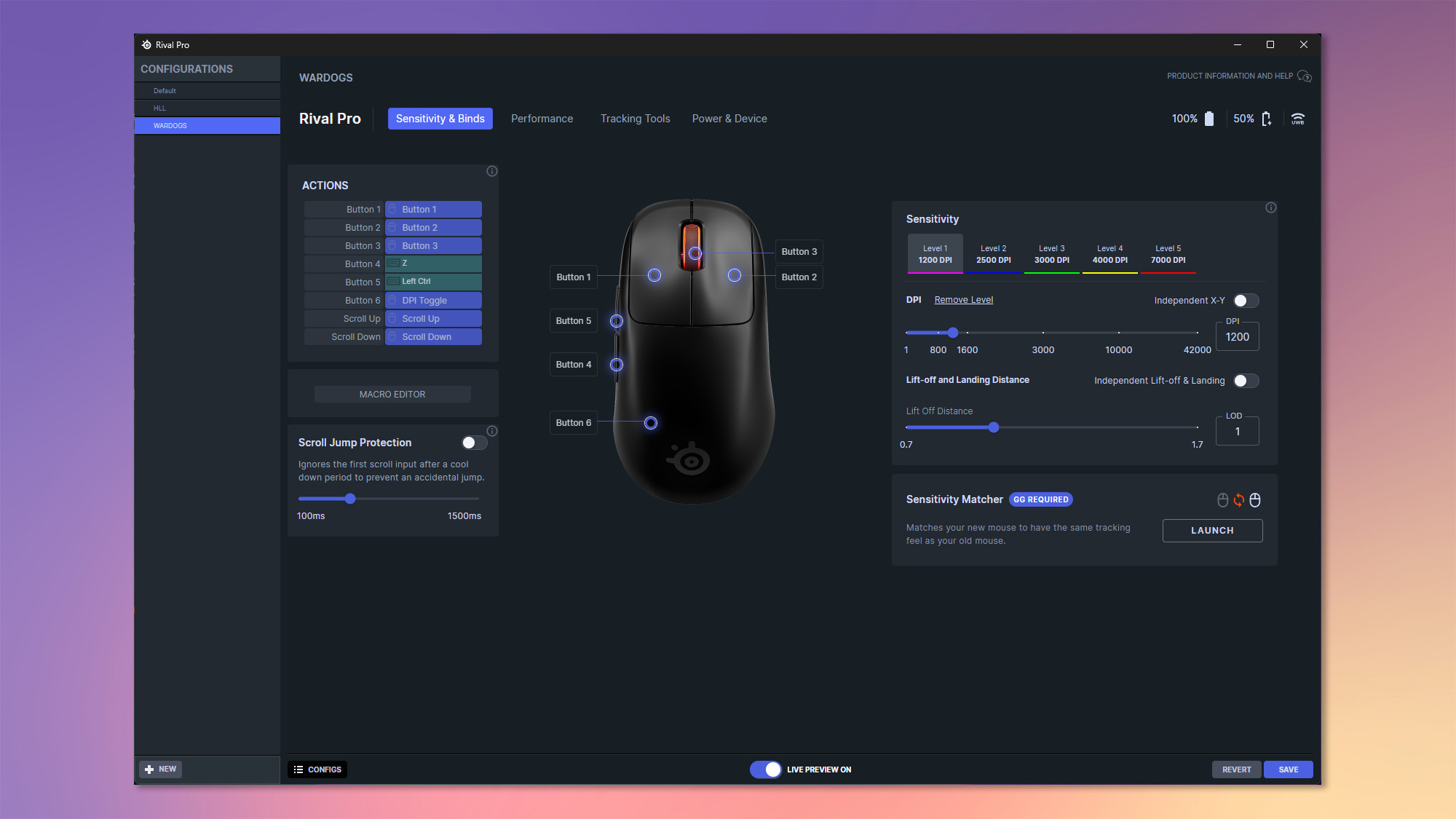 The SteelSeries Rival Pro being customized in the GG app