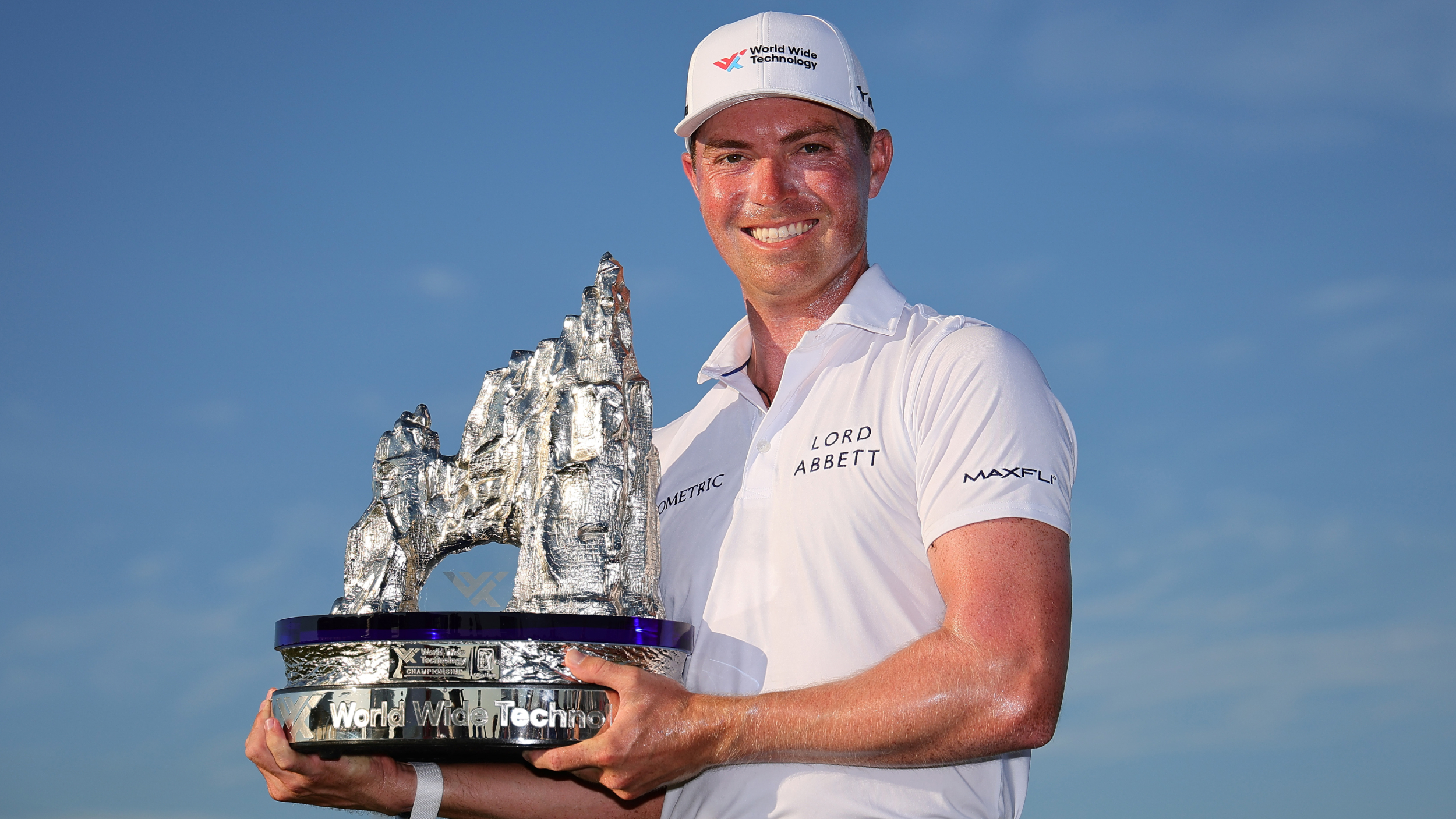 Ben Griffin with the World Wide Technology Championship trophy