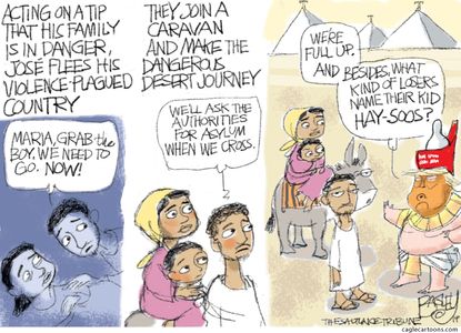Political Cartoon U.S. Jesus Immigration Trump Border