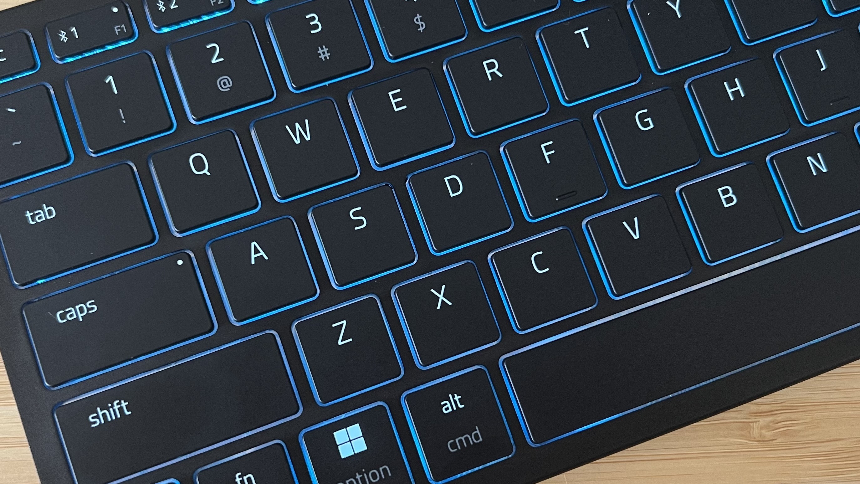 Close up on keycaps of Razer Joro gaming keyboard
