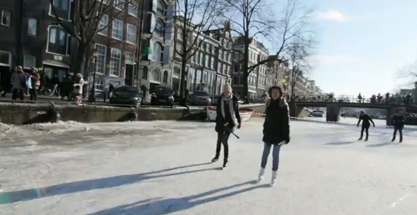 amsterdamn frozen canal