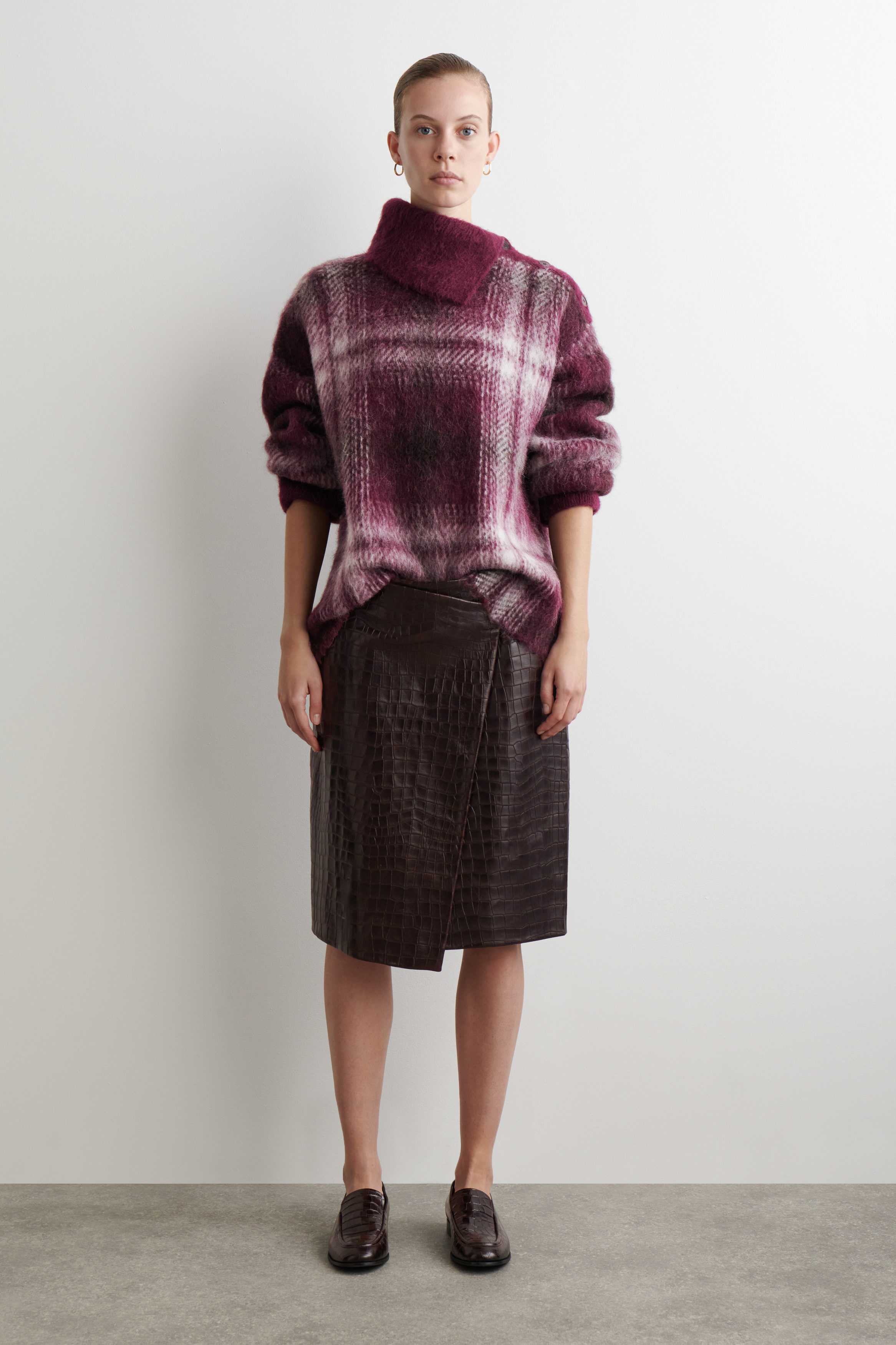 Buttoned Checked Alpaca-Blend Jumper