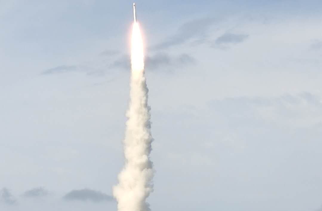 A Chinese Long March 11 rocket carrying nine Jilin-1 Gaofen-3 Earth observation satellites launches from the country's sea-based platform De Bo 3 in the Yellow Sea on Sept. 15, 2020.