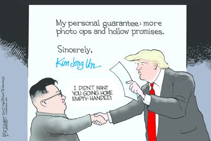 Political cartoon U.S. Trump Kim Jong-Un summit