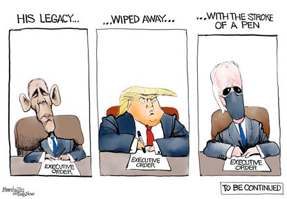 Political Cartoon U.S. Obama Trump Biden legacy