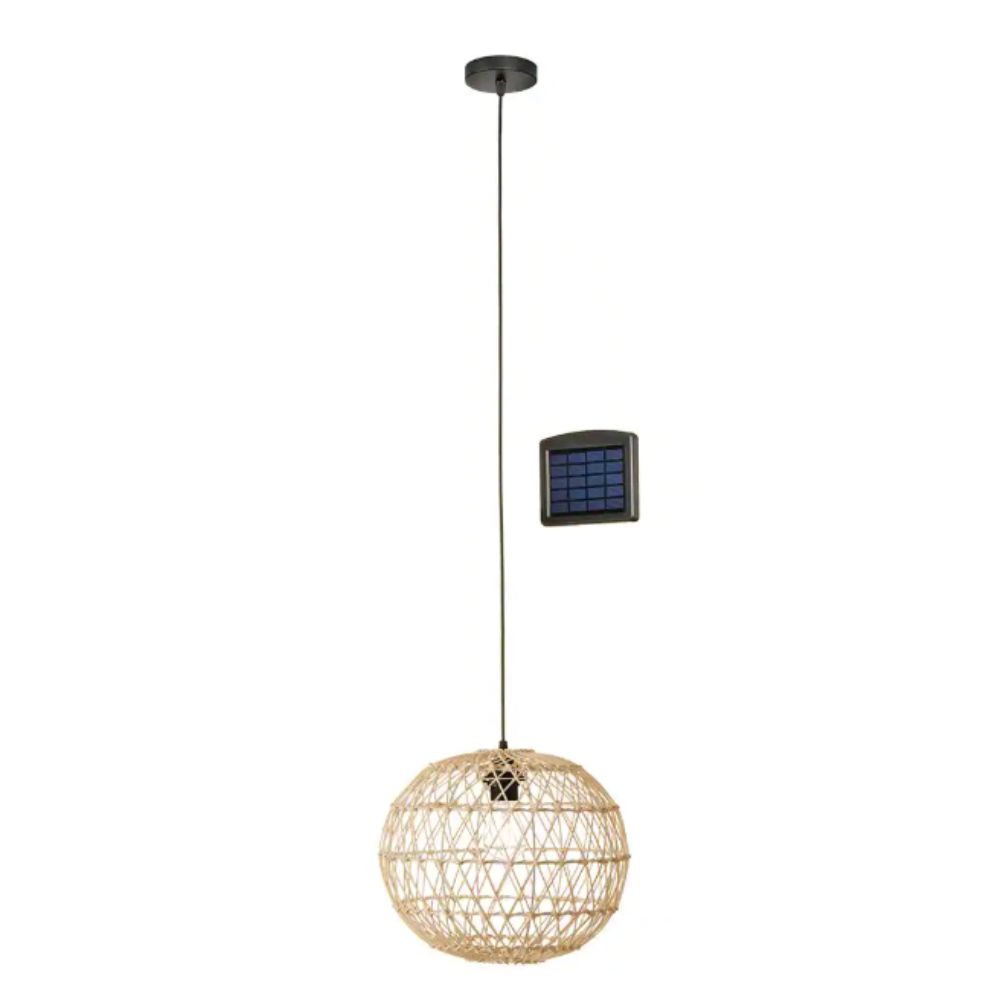 Ashville Rattan LED Outdoor Solar Pendant Light